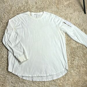 Kuegou Men's Long Sleeved, 100% Cotton, White T-Shirt, Size XXL